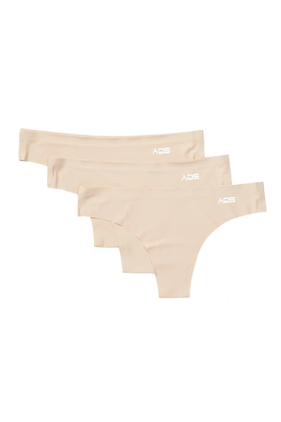 Shop Aqs Seamless Thong Panties - Pack Of 3 In Nude