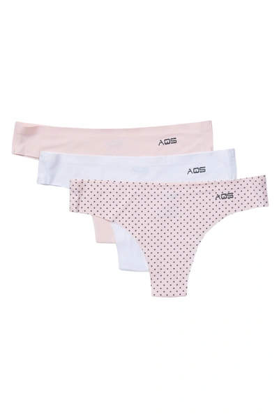 Shop Aqs Assorted Thong Panties In Dts-wht-pnk