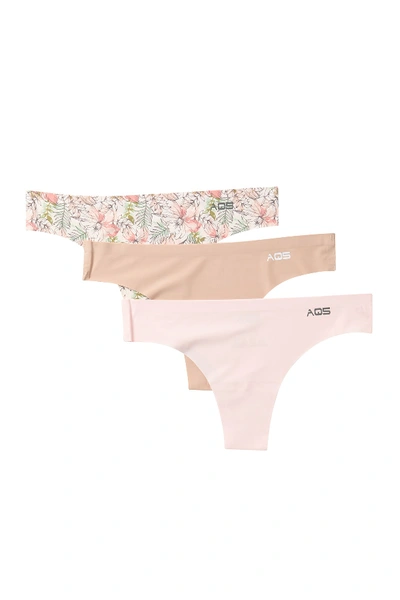 Shop Aqs Assorted Seamless Thong Panties In Trpcl Flwrs/nd/pnk