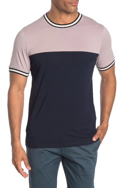 Shop Ted Baker Silva Slim Colorblock T-shirt In Dusky-pink