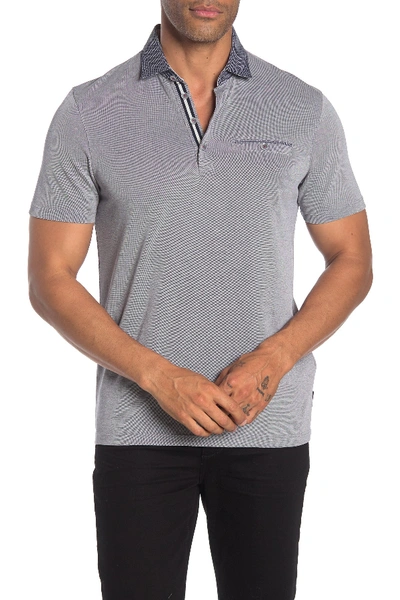 Shop Ted Baker Woven Collar Short Sleeve Polo In Navy