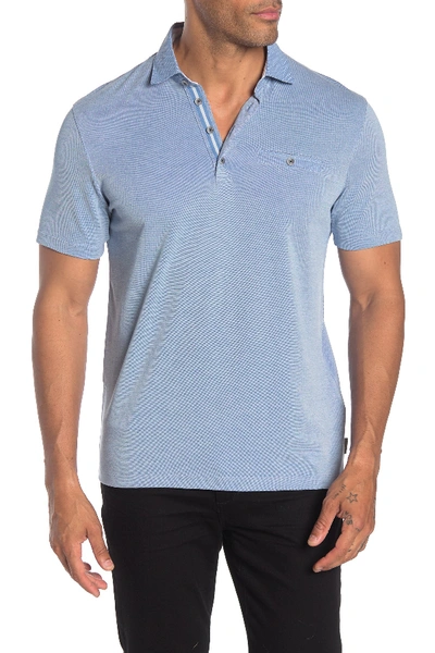 Shop Ted Baker Woven Collar Short Sleeve Polo In Brt-blue