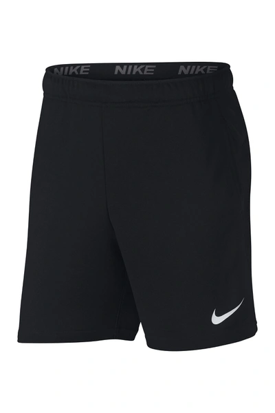 Shop Nike Dri-fit Fleece Training Shorts In 010 Black/mtlcht