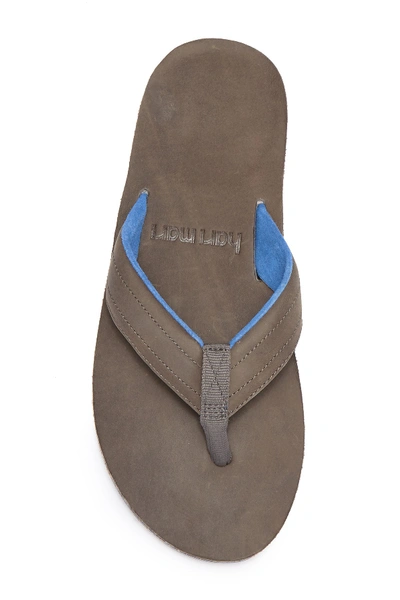 Shop Hari Mari Lakes Leather Flip-flops In Dark Gray Neon Blue