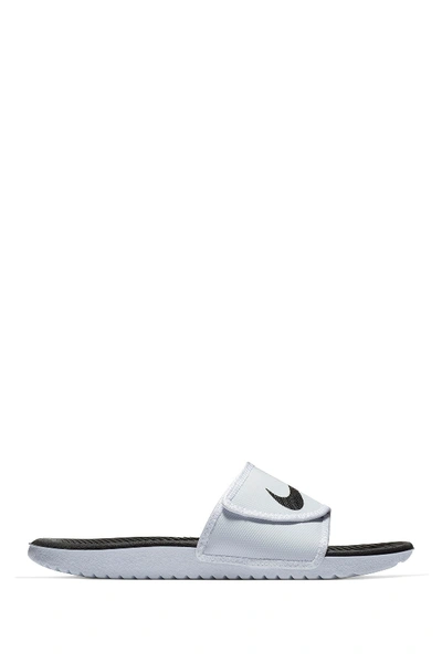 Shop Nike Kawa Adjustable Slide Sandal In 101 White/black