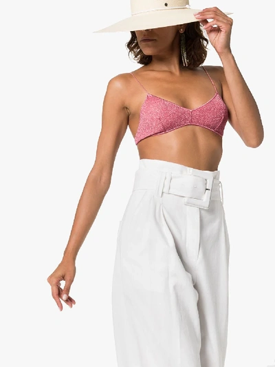 Shop Oseree Pink Lumiere High-waisted Triangle Bikini