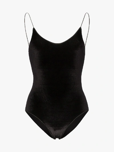 Shop Oseree Black Travaillé Velvet Swimsuit