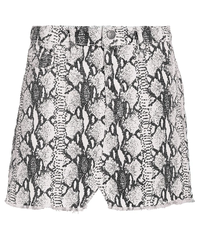 Shop Frame Le Mini Python Denim Skirt In Multi