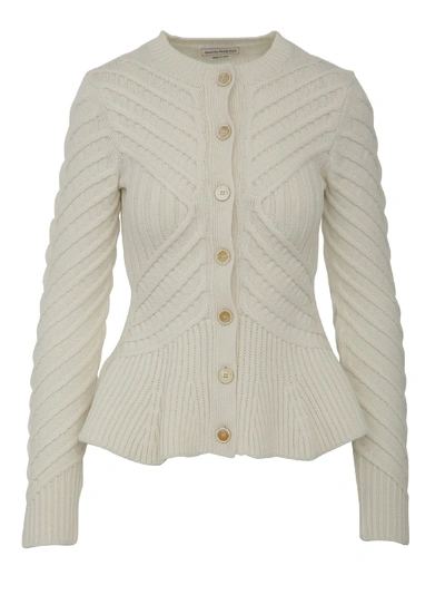 Shop Alexander Mcqueen Cardigan In Ivory