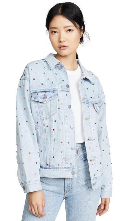 Levi's Crystal Embellished Dad Denim Trucker Jacket In Showgirl | ModeSens