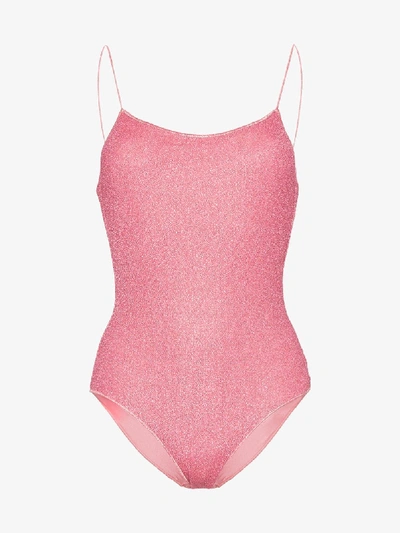 Oseree Shine Voila Rhinestone One-piece Swimsuit In Pink