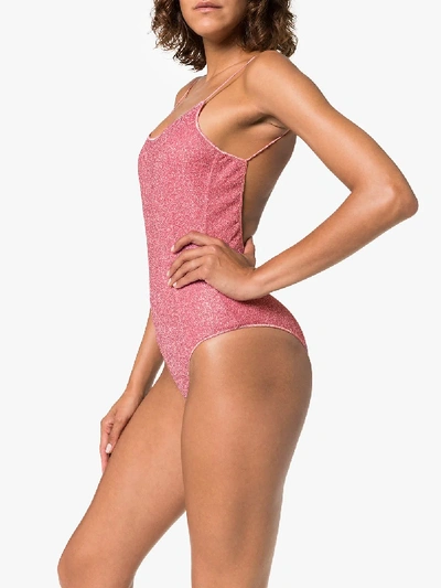 Oseree Shine Voila Rhinestone One-piece Swimsuit In Pink