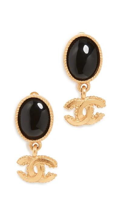 Black And Gold Dangle Earrings In Black/gold
