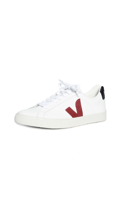 Veja Esplar Leather Low-top Sneakers In Extra White/marsala/black | ModeSens