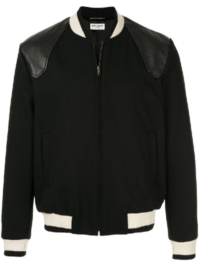 Shop Saint Laurent Varsity Jacket - Black
