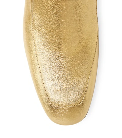 Shop Stuart Weitzman Carmella In Gold Textured Metallic Leather