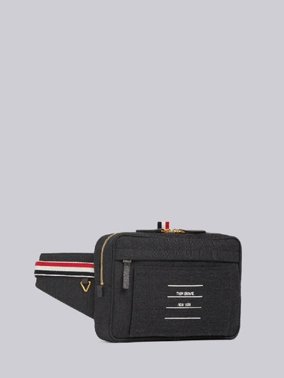 Shop Thom Browne Shiny Paper Label Print Belt Bag In Grey