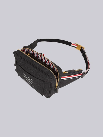 Shop Thom Browne Shiny Paper Label Print Belt Bag In Grey