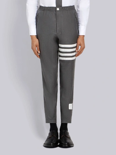 Thom Browne Snap Front Elastic Waist Track Trouser In Grey