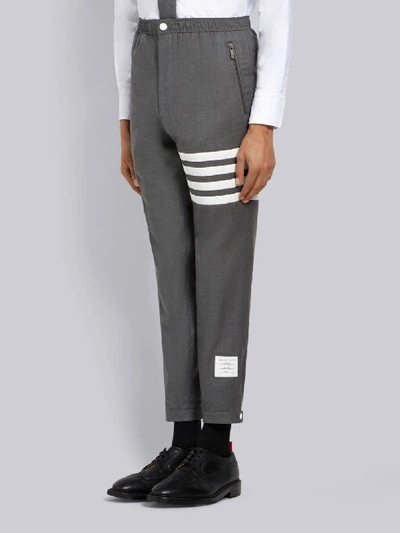 Thom Browne Snap Front Elastic Waist Track Trouser In Grey