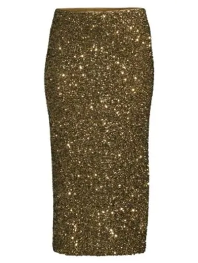Shop Lafayette 148 Casey Sequin Pencil Skirt In Heritage Gold