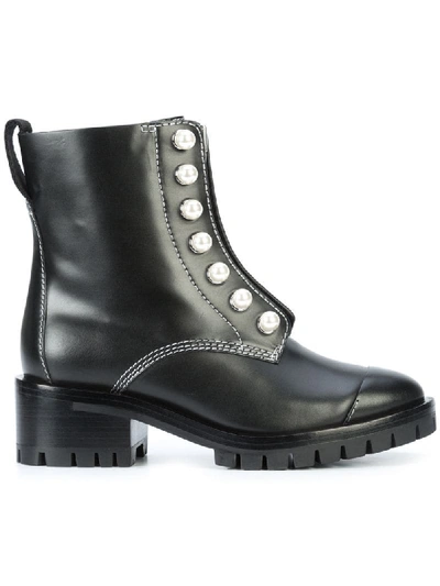 3.1 Phillip Lim Lug Sole Zipper Embellished Leather Ankle Boots In Black
