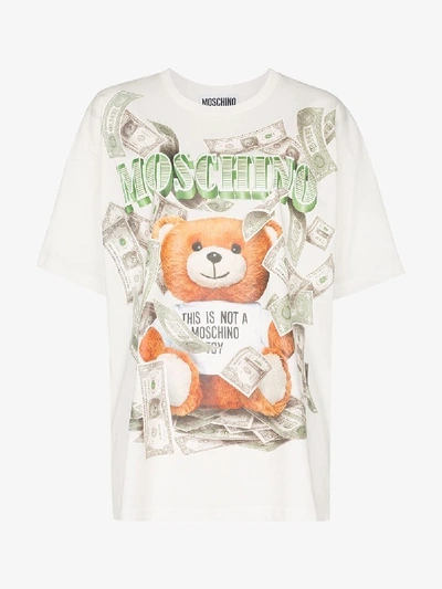 Shop Moschino Teddy Bear Money Print T-shirt In White