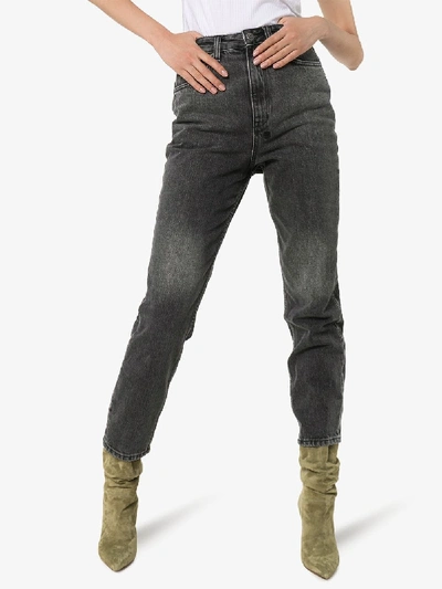Shop Ksubi High-waisted Cropped Jeans In Black