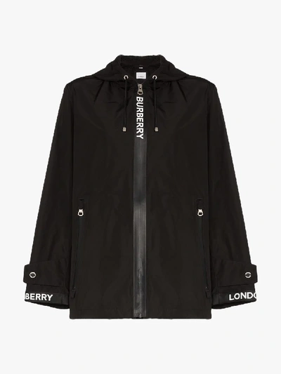 Shop Burberry Everton Logo Panel Jacket In Black
