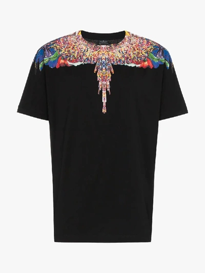 Shop Marcelo Burlon County Of Milan Printed Wings Cotton T-shirt In Black