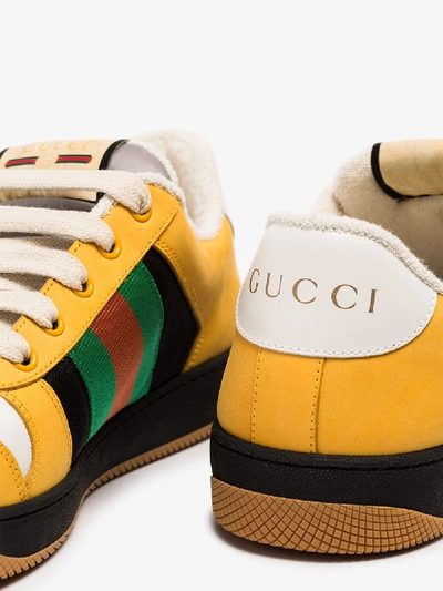 Shop Gucci Yellow Screener Low Top Sneakers