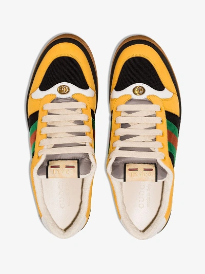 Shop Gucci Yellow Screener Low Top Sneakers