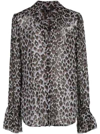 Shop Paige Sheer Leopard Print Blouse - Grey