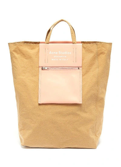 Shop Acne Studios 'baker Out' Logo Print Large Tote Bag In Brown / Pink