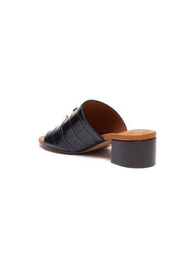 Shop Chloé ' C' Croc Embossed Leather Sandals