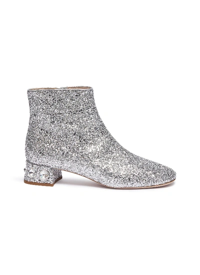 Shop Miu Miu Strass Heel Coarse Glitter Ankle Boots