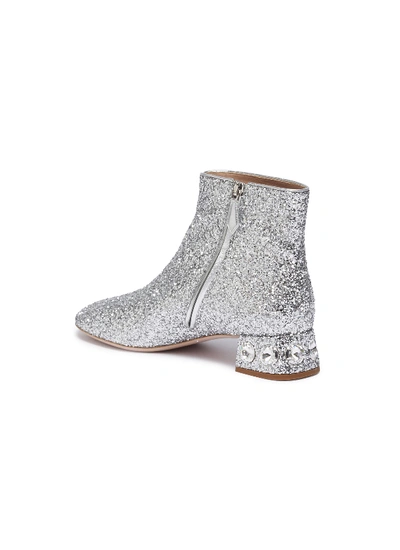 Shop Miu Miu Strass Heel Coarse Glitter Ankle Boots