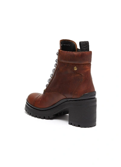 Shop Miu Miu Chunky Outsole Leather Ankle Boots