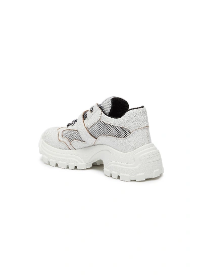 Shop Miu Miu Chunky Outsole Buckled Patchwork Sneakers