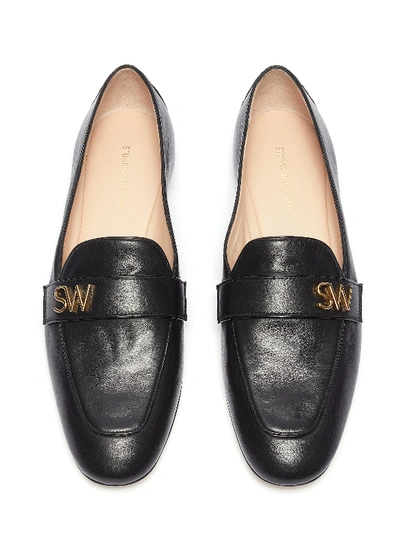 Shop Stuart Weitzman 'frances' Logo Leather Loafers