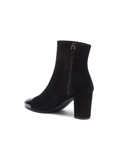 Shop Stuart Weitzman 'jill' Contrast Toe Suede Ankle Boots In Black