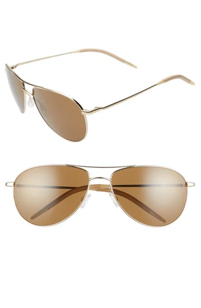 Shop Oliver Peoples Benedict 59mm Aviator Sunglasses In Gold/brown