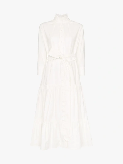 Shop Evi Grintela Phoebe Gathered Cotton Dress In White