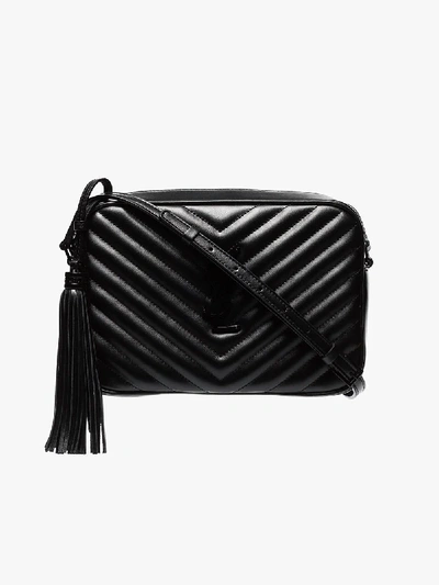 Shop Saint Laurent Black Lou Quilted Leather Crossbody Bag