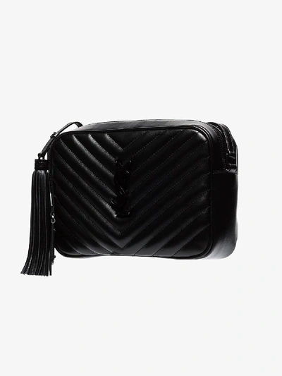 Shop Saint Laurent Black Lou Quilted Leather Crossbody Bag