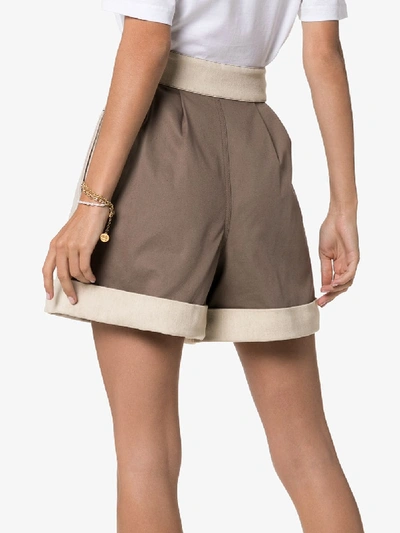 Shop See By Chloé Two Tone Cotton Shorts In Neutrals