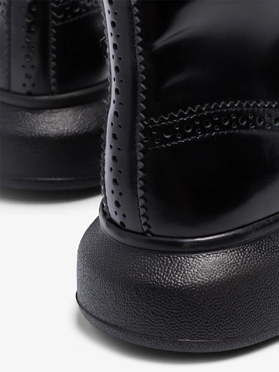 Shop Alexander Mcqueen Black Chunky Sole Leather Derby Boots