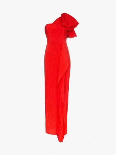 Shop Roland Mouret Belhaven Flared Shoulder Gown In Red