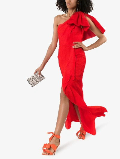 Shop Roland Mouret Belhaven Flared Shoulder Gown In Red