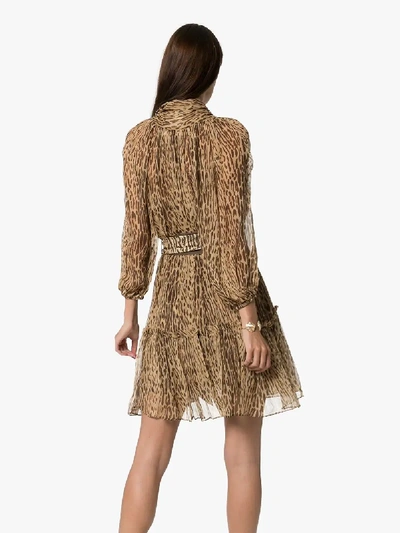 Shop Zimmermann Leopard Print Mini Dress In Brown